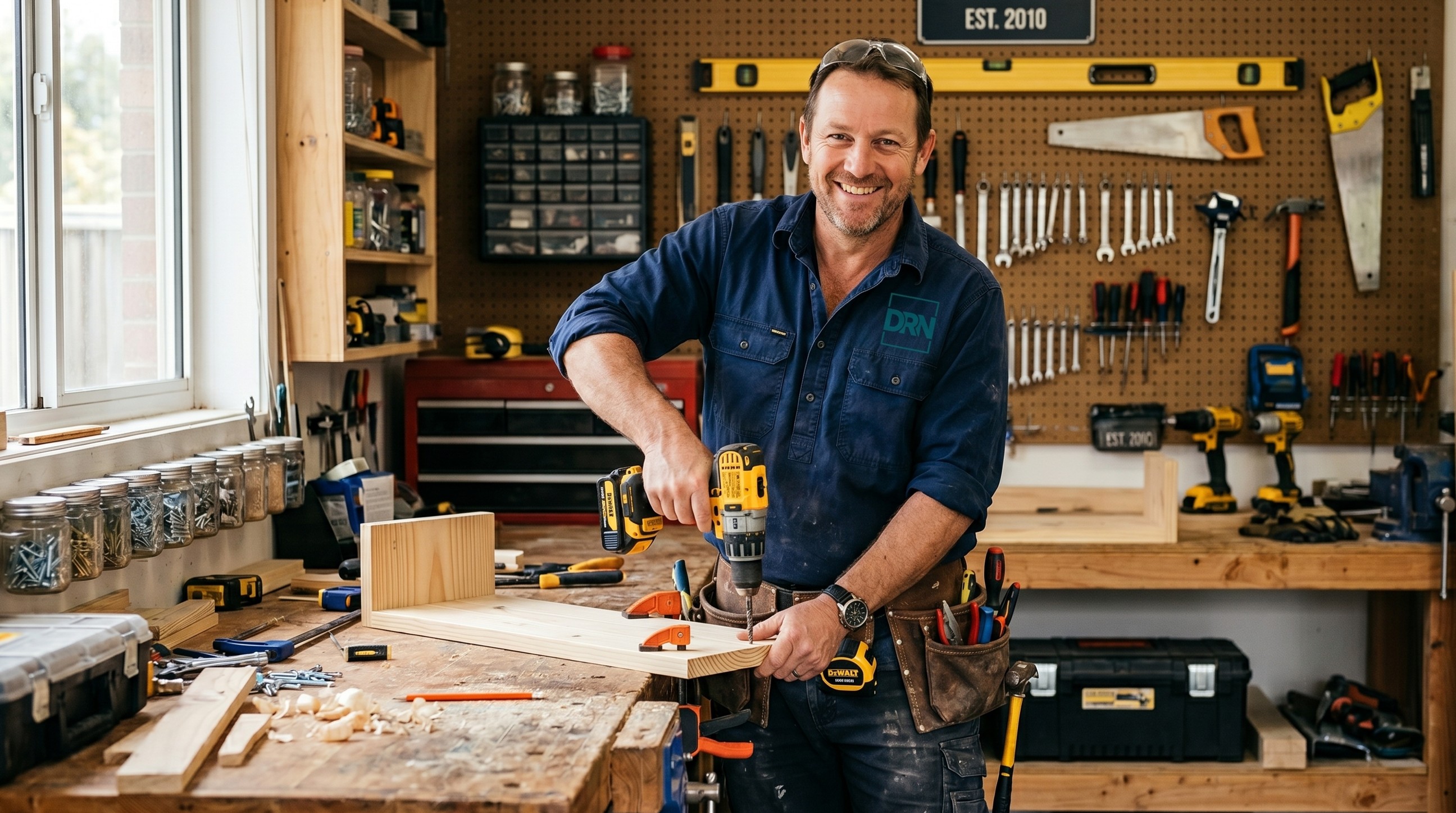 DRN tradesman at work in a fully-equipped Shoalhaven workshop